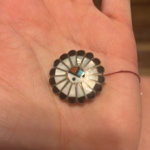 Native American inlaid shield pin small